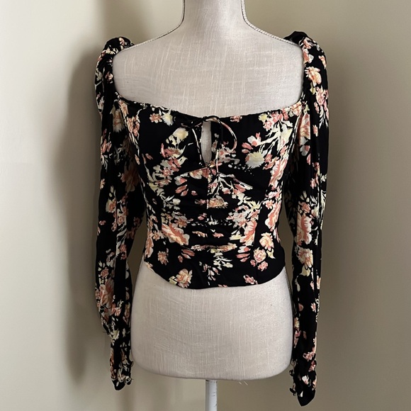 🆕 Free People Hilary Printed Top in Black Combo - Picture 6 of 14